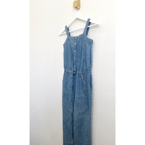 NEW! Polo Ralph Lauren Chambray Jumpsuit Button Front Blue Girls SZ 6-7 Years - Picture 4 of 8